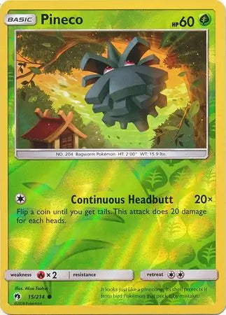 Lost Thunder Pineco #15/214 reverse holo